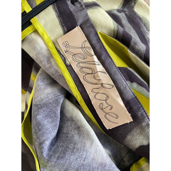 LELA ROSE 100% cotton watercolor abstract artsy green gray sheath dress - Picture 10 of 11